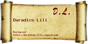 Daradics Lili névjegykártya